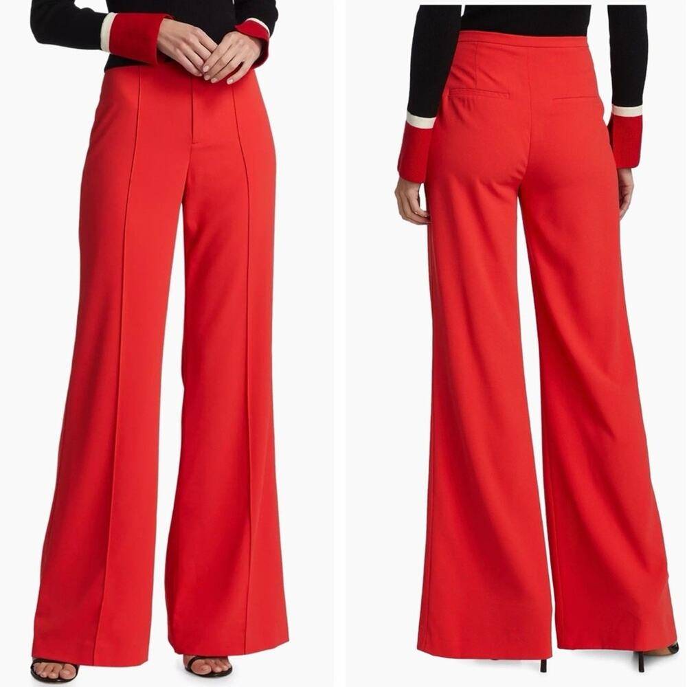 Alice + Olivia Dylan High Rise Wide Leg Pants in Poppy Red 6